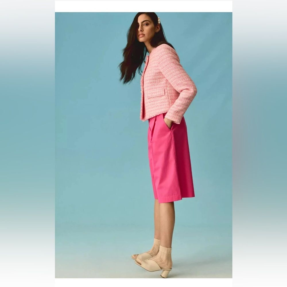 Anthropologie Exquise Cropped Pleated Trousers in Pink M NWOT - Picture 8 of 8